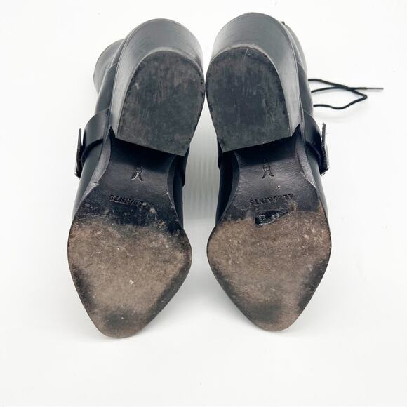 ALLSAINTS Katy Lace Up Leather Buckle Boots 8 Black - Picture 6 of 7